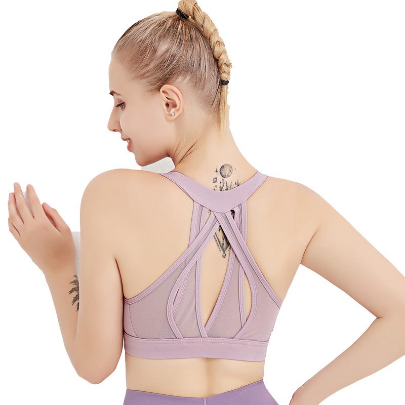 

2020 New Mesh Beautiful Back Sports Top Vest Women Crop Top Running Track and Field Exercise Fitness Underwear Yoga Bra New Hot, Black