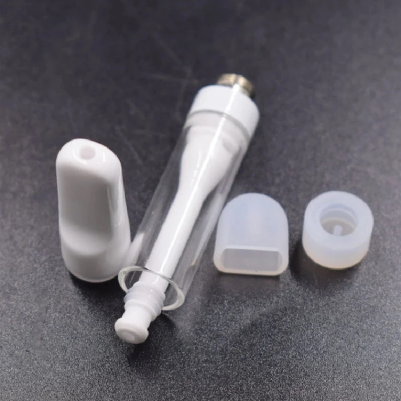 

Full ceramic vape atomizer white ceramic tips 1.0ml empty glass tank vapor 510 thread ceramic carts eva foam packing