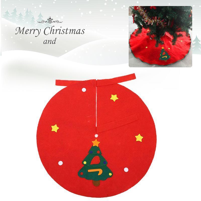 

Red 90CM Non-Woven Christmas Tree Skirts Aprons Decoration Ornament Creative1