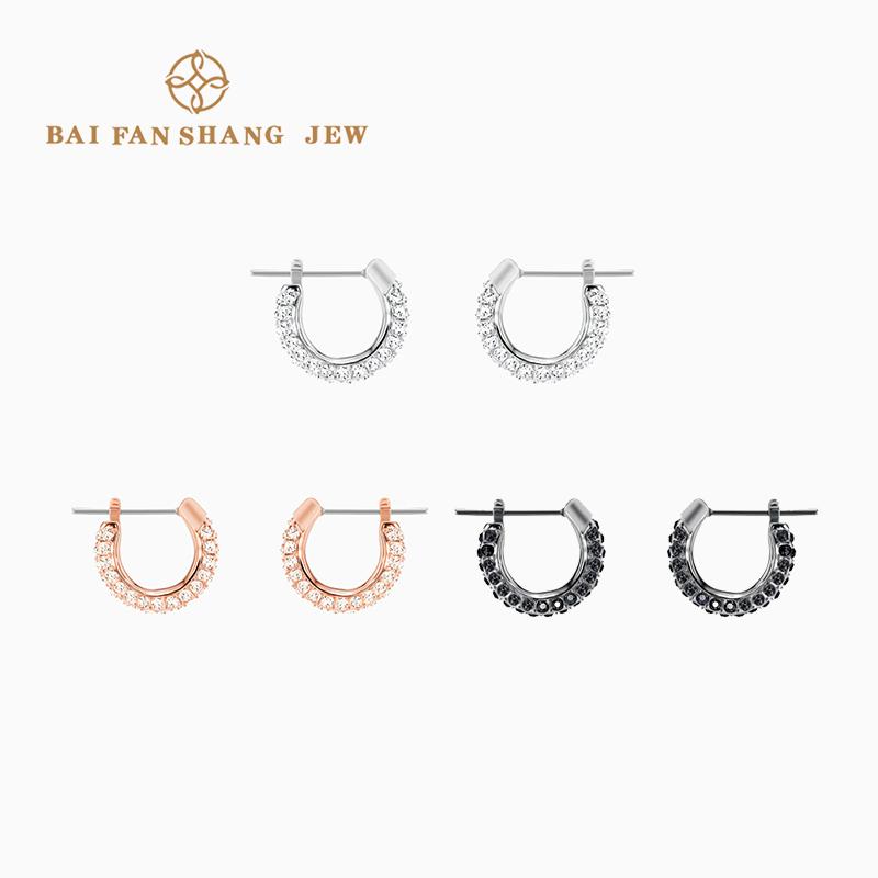

Stud Fashion Jewelry SWA STONE Pierced Earrings Charming Round Decorative Women Simple And Romantic Luxurious Gifts