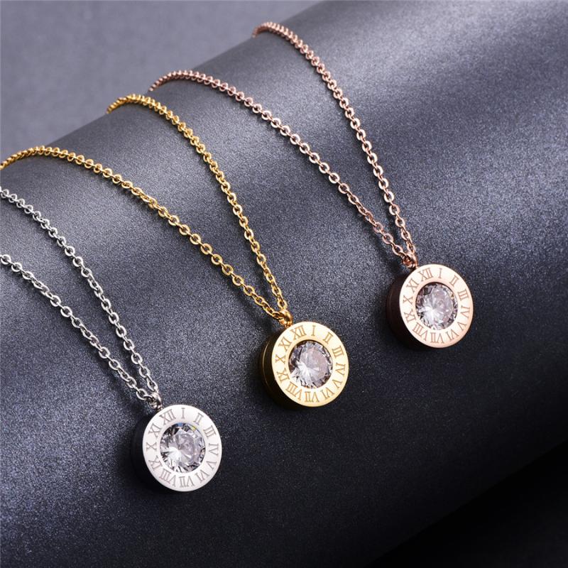 

Martick Vintage Necklace 316L Stainless Steel Change Drill Pendant Link Chain Necklace Fashion Jewelry For Women P9