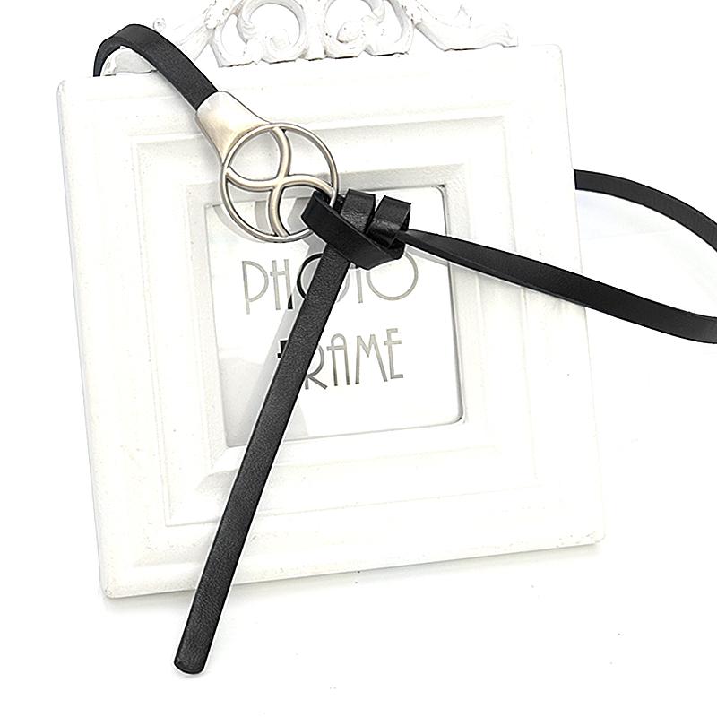 

Women Belt Adjustable Concise Leather Ladies Dress Decorative Belt Knotted Thin Female Belts, Black