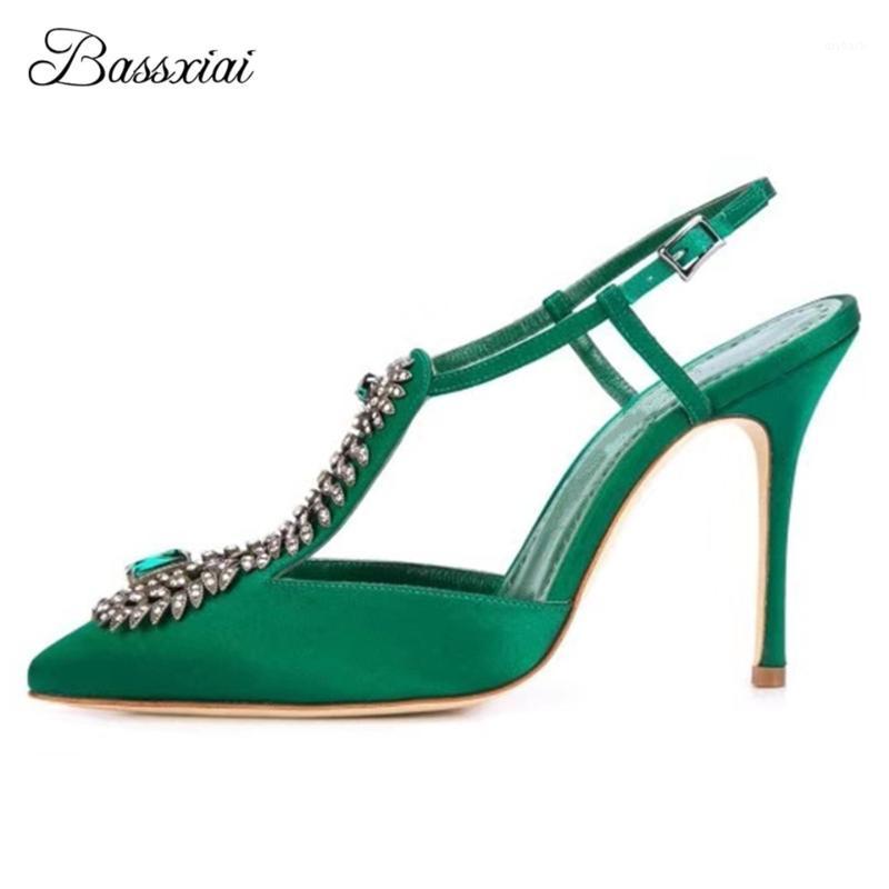 

Luxury Satin Stiletto Heel Sandals Women Summer Sexy Pointed Toe Crystal Rhinestone T-strap 10cm Heels Party Shoes1, Grey 8cm