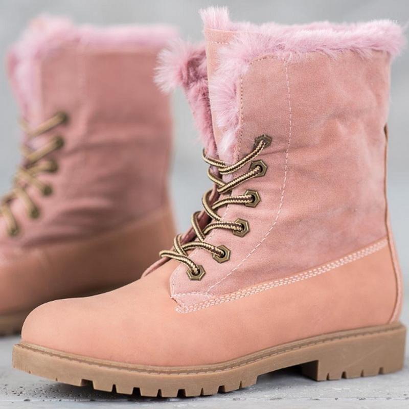 

New Winter Snow Boots Women 2021 High Quality Lace Up Thick Fur Warm Boots Female Shoes Fashion Women Ankle Botas Mujer1, Black