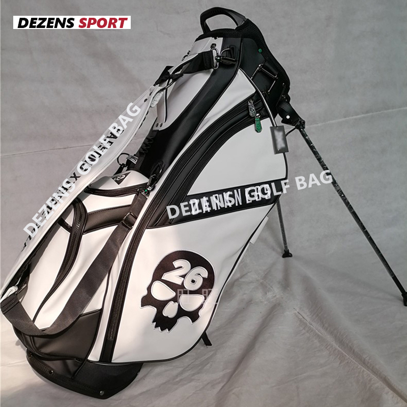 

DEZENS New Skull printing Golf Bag PU Men Women Full Clubs Set Standard Black /White Golf Bags 201027