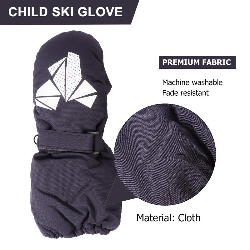 

Ski Gloves 1 Pair Children Winter Warm Windproof Non-slip Snow Mittens, Black