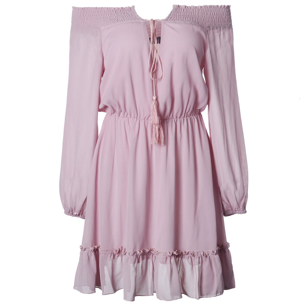 

2021 New Elegant Women Female Casual Long Sleeve Office Chiffon Ruffle Es White A-line Vintage Sweet Clothing Vestidos Ptjq, Green