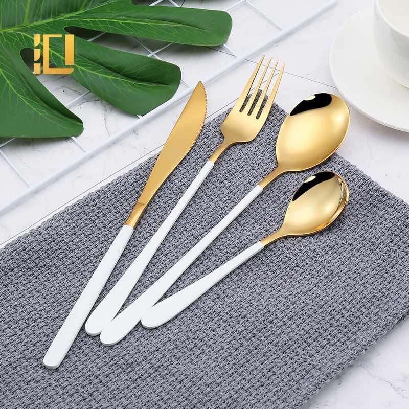 

High Quality Custom Logo Golden Cutlery Knife Fork Spoon Set Stainless Steel1