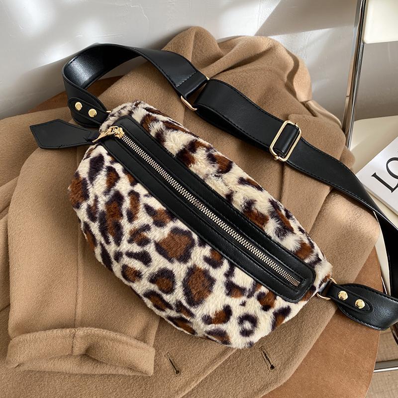 

Trendy Leather Leopard Print Girl's Waist Packs Shoulder Bag Fanny Pack Message Bag for Women Belt Crossbody Chest Bags1, Black