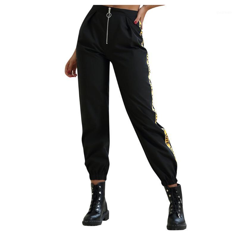 

2020 New Fashion Casual Women Pockets Solid Color Sports Joggers Cargo Pants Ladies Streetwear Loose Ankle Tie Trousers1, Black