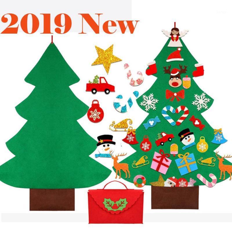 

2020 DIY Felt Christmas Tree with Glitter Ornaments Freely Paste Wall Hanging Christmas Trees Kids Tollder Felt New Year Gift1