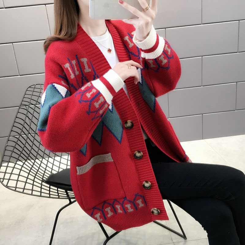 

Women's Sweater Medium-length Spring Long Sleeve of Cardigan Knitted-out Blouses Loose Plus Size R624 Gnjp, White