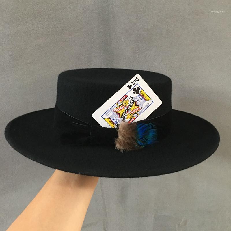 

About new winter wool ceiling large brim hat children English fashion feather han edition ins wind restoring ancient ways Fedora1, Black