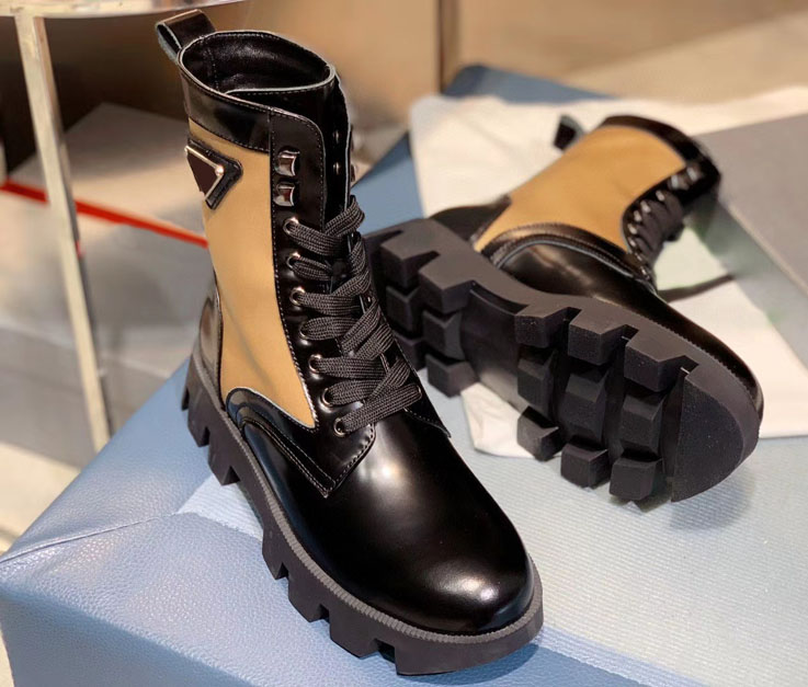 

Hot Sale 2020 new autumn top designer boots fashion triangle metal thermal boots high quality leather high heel women's Boots Size 35-41, Brown black