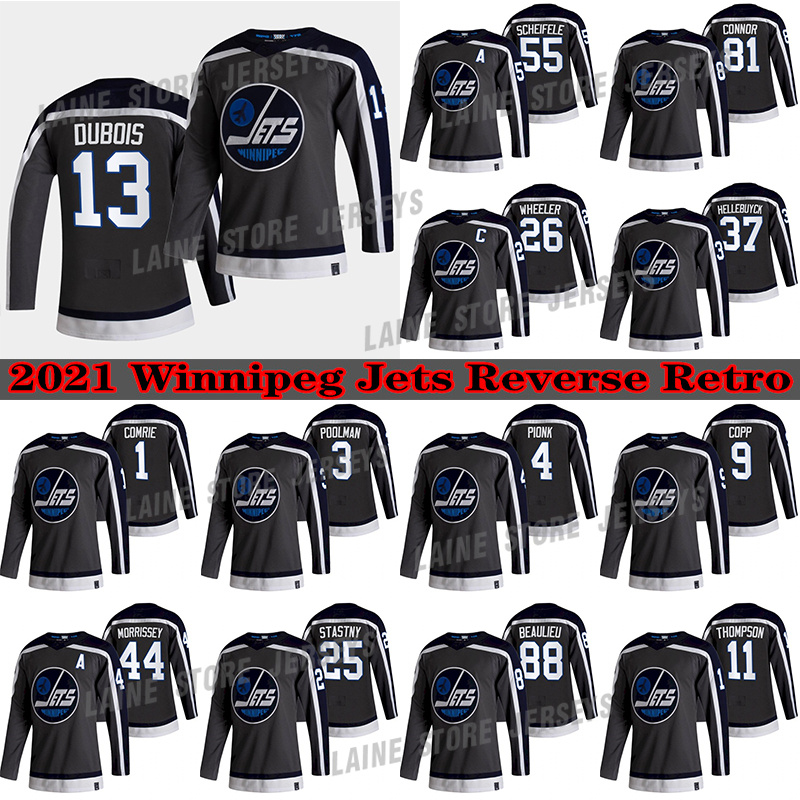 

Winnipeg Jets Jersey 2021 Reverse Retro 13 Pierre-Luc Dubois 26 Blake Wheeler 55 Mark Scheifele 25 Stastny 37 Hellebuyck hockey Jerseys, Dark gray