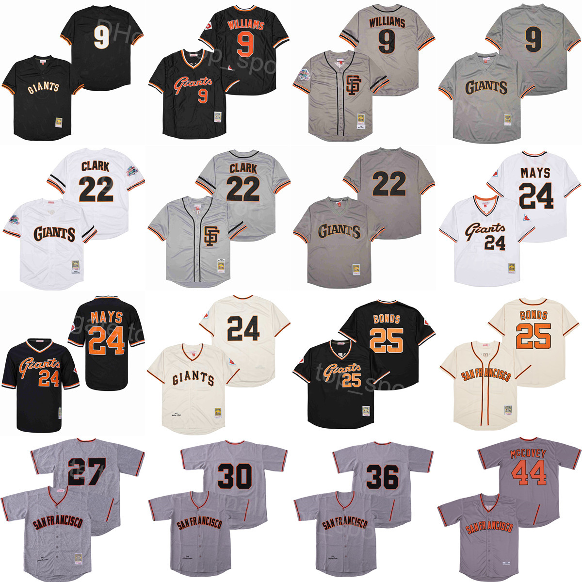 

1973 1989 Retro Baseball 30 Orlando Cepeda Jersey 36 Gaylord Perry 44 Willie McCovey 9 Garrett Williams 22 Will Clark 24 Willie Mays 25 Barry Bonds 27 Juan Marichal, 24 white