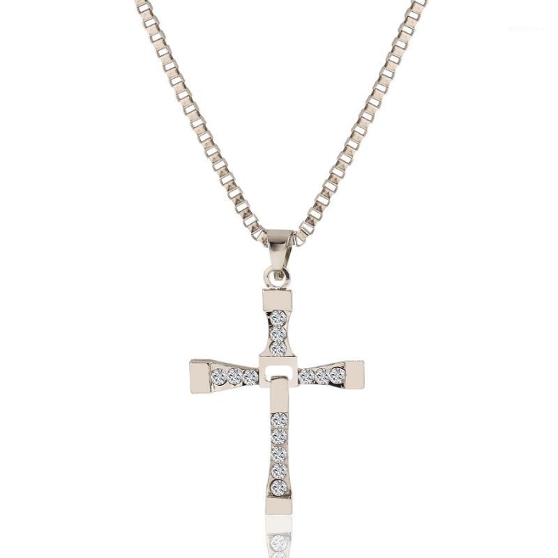 

Wholesale- HOT The Fast and Furious Crystal Cross Men Necklaces & Pendants Silver Plated Maxi Steampunk collares Vintage Statement Necklace1