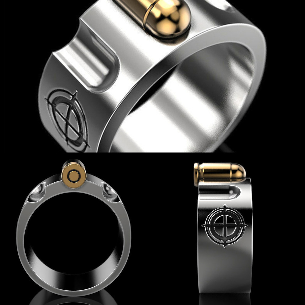 

Ring Self Defense Personal Defense Weapons Men Women Survival Protection Finger Ring Safety Tool Titanium Steel P220, Silver