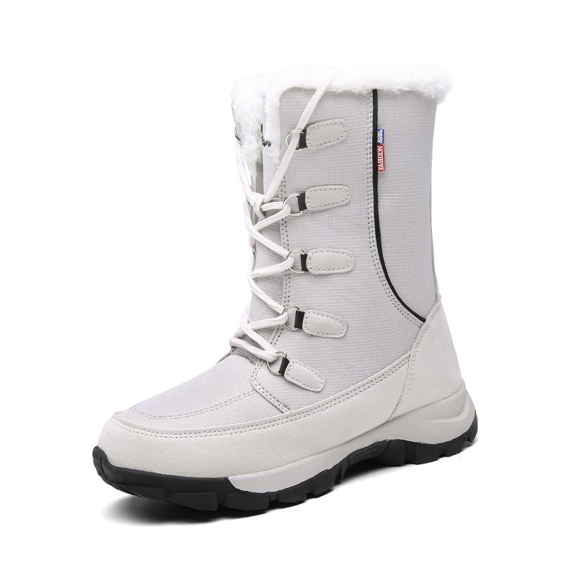 

Hot Sale-otas Mujer2020 Winter Waterproof Women's Boots Ladies Snow Boots Thick Leather High Heel Insulation Cold Winter, Gary