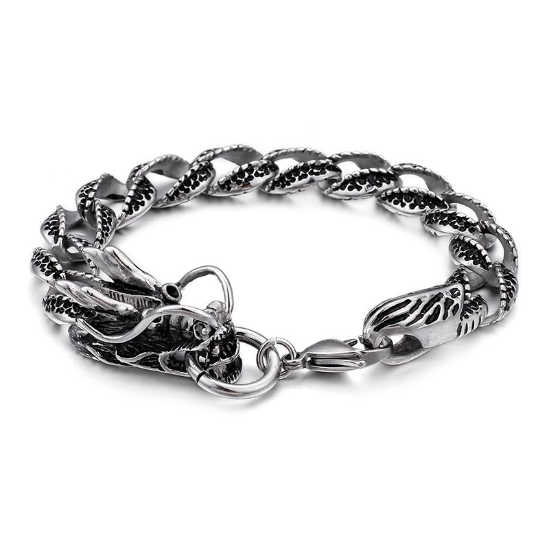 

Vintage Biker Stainless steel Casting dragon Link Chain Gothic Mens Bracelet 13mm 21cm 8.26