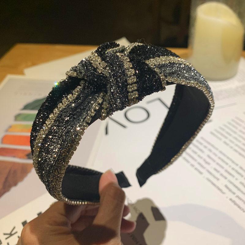 

Shiny Rhinestone Full Crystal Girls Women Cross Knotted Headbands Bezel Headweaps Hair Accessories Vintage Fashion Hairband