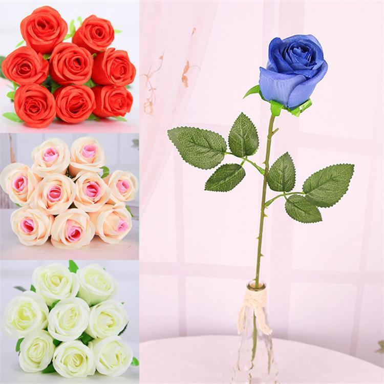 

Hot sale 1pc Rose Artificial Silk flowers upscale Faux silk flower roses home decor for Wedding Party or Birthday decoration1, Blue
