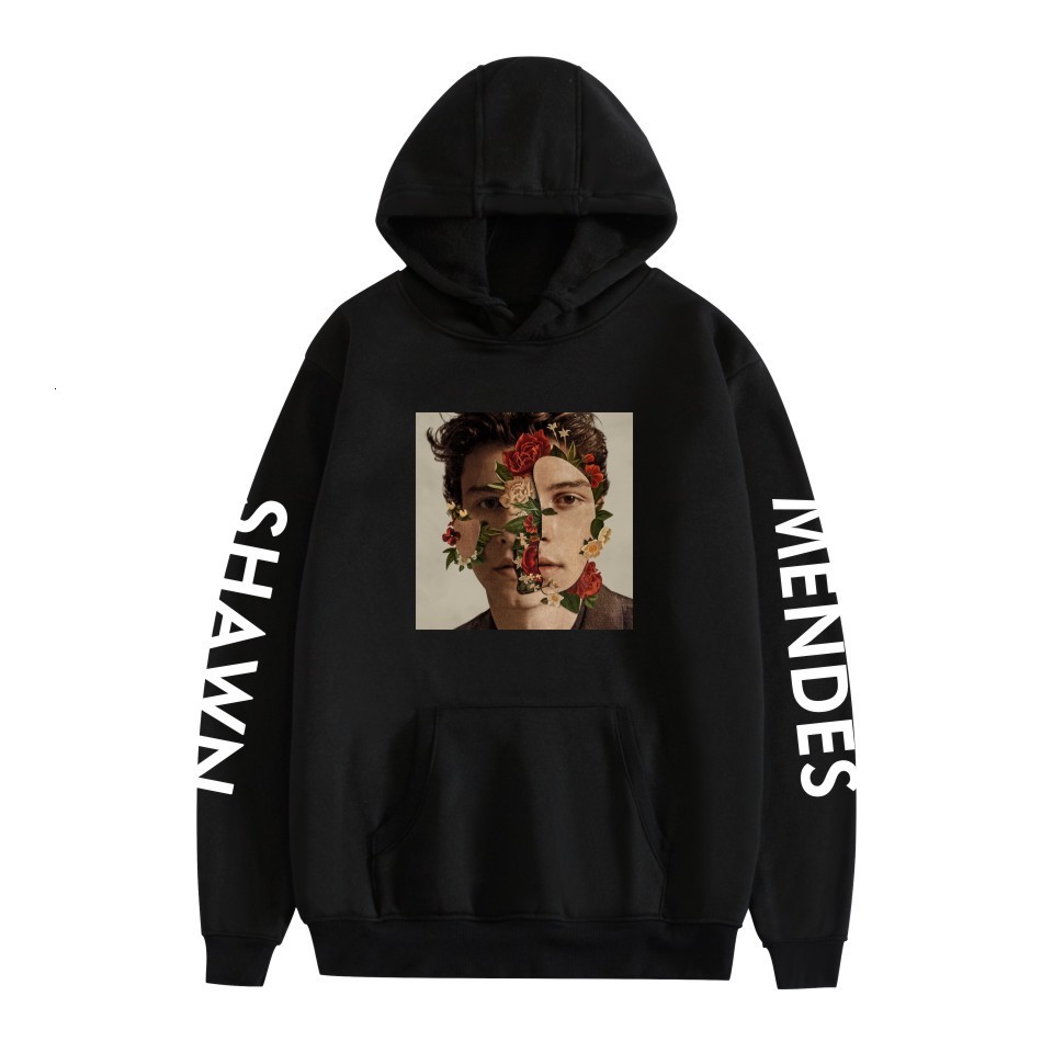 

2021 Autumn and Winter Fashion Long Sleeves New Style Shawn Mendes Singer Star Flower Print Cotton Design Hoodie F2ht, Navy1