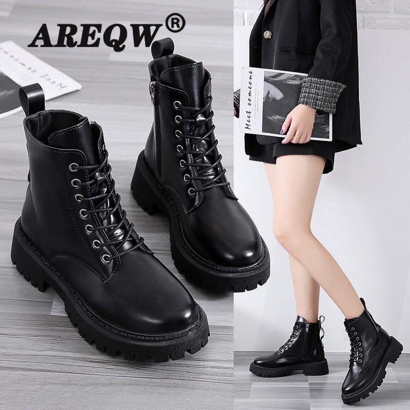 

Boots for Women Winter Platform Boots Gothic Round Toe Buckle High Heel Fashion Square Heels Zapatos De Mujer1, Black