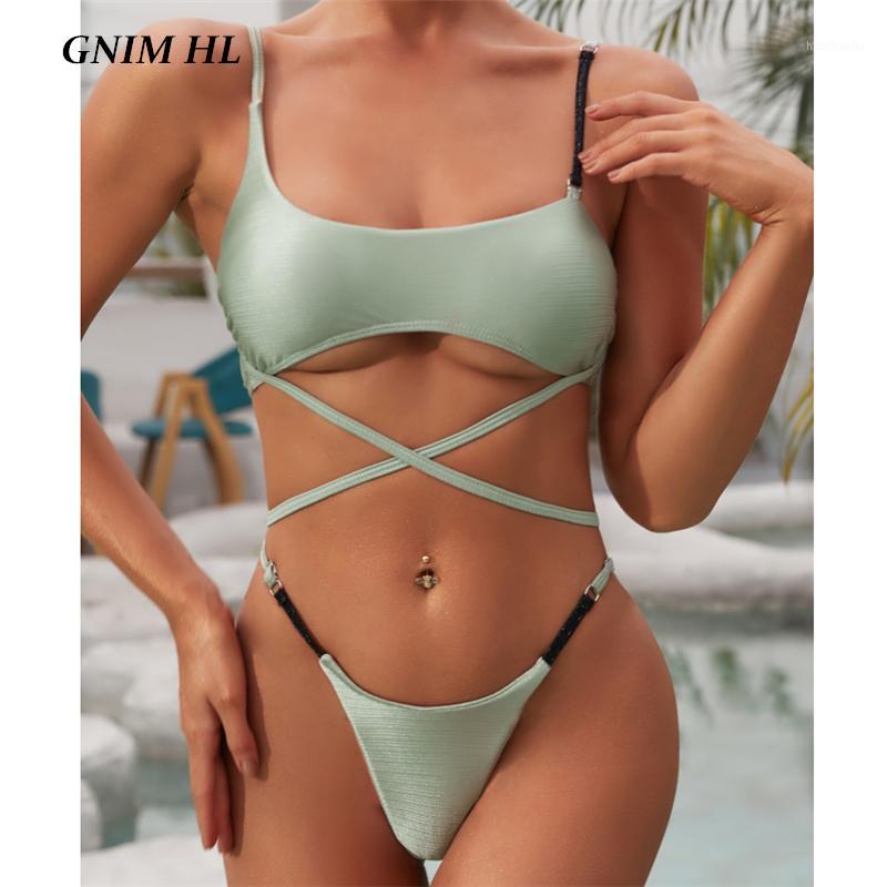 

GNIM Bandage Bikini Swimwear Women 2020 Summer Solid Brazilian Swimsuit Female Two Pieces Backless Thong Bathing Suit Biquinis1