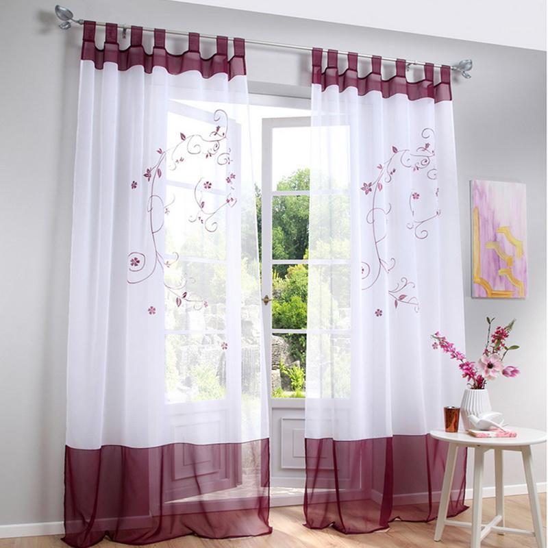 

tulle Sheer Curtains Flower Printed Curtain Window Screen Sheer Curtains Window Curtain For Bedroom Living Room1, A blue100x200cm