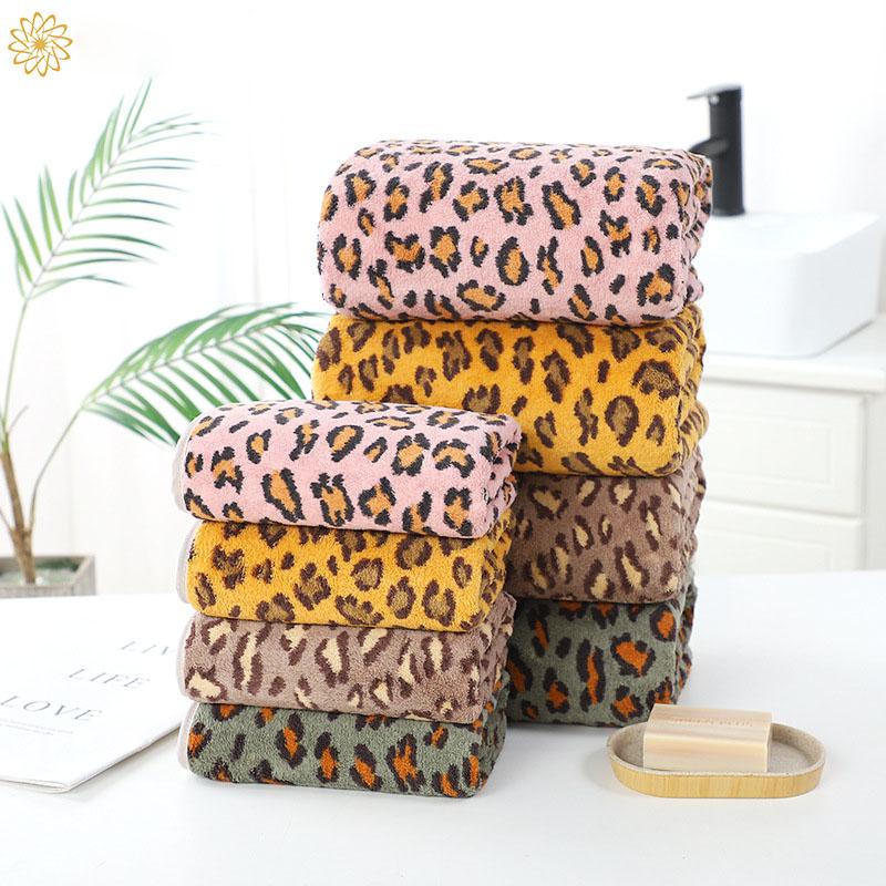 

Fashion Super Soft Leopard Print Thicken Beach Towel Set Coral Velvet Face Bath Shower Towels For Home Hotel Adult Children, Pink