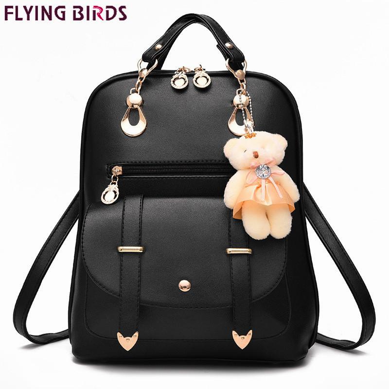 

Preppy Style Women Backpack Bear Toys PU Leather Schoolbags for Teenage Girls Female Rucksack Shoulder Bag Travel Knapsack, Sky blue
