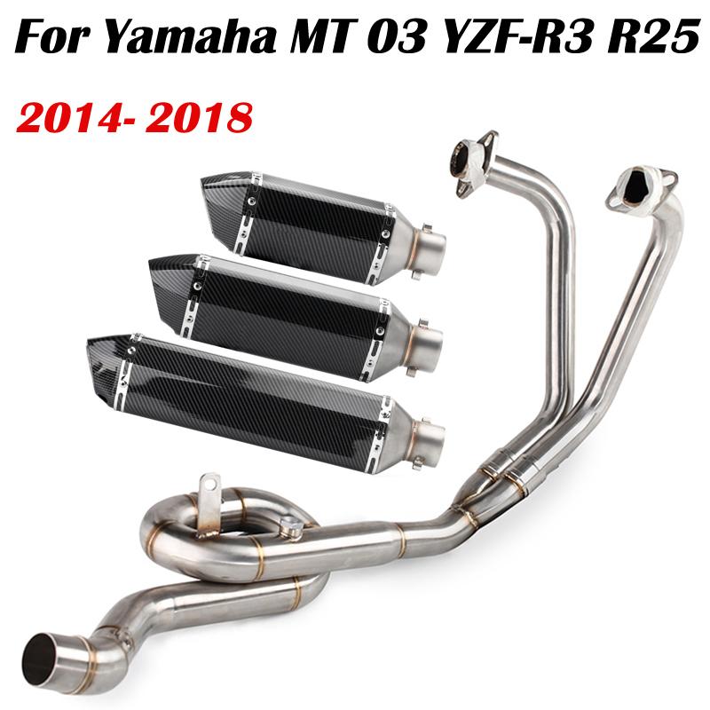 

Exhaust Full Systems Slip on Motorcycle Front Pitbike Muffler Pipe Motorcross Modified For YZF R25 R3 MT03 MT-03 2014-2021