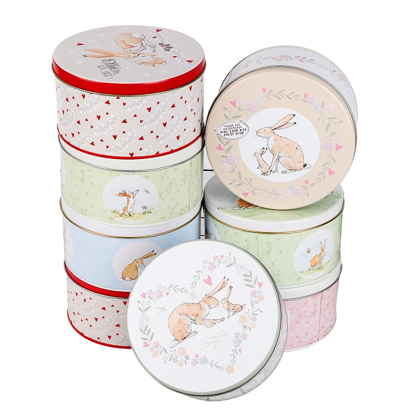 

New Fashion Customization New Tinplate Candy Cookie Box Cake Packaging Round Large Cute Box Storage Small Iron Birthday