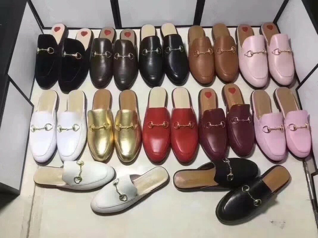 

Women Mens Designer leather slippers princetown mules slipper loafers with big bow luxury slipper loafer flats many styles big size 34-46, Black leather