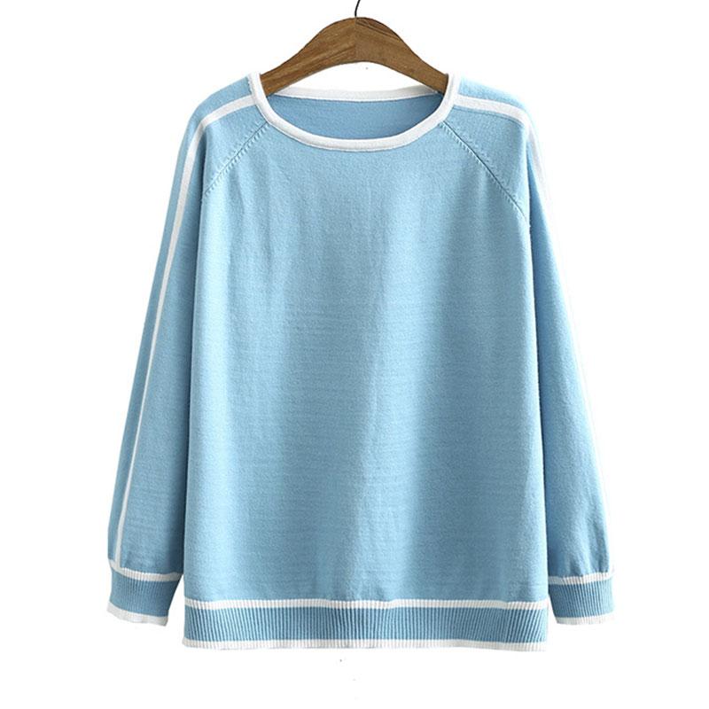 

Autumn Women's Sweaters 2020 Fashion New Jumper Striped Splice Pullover Raglan Sleeve Tops Covering Yarn Knitted Female Clothing, Black