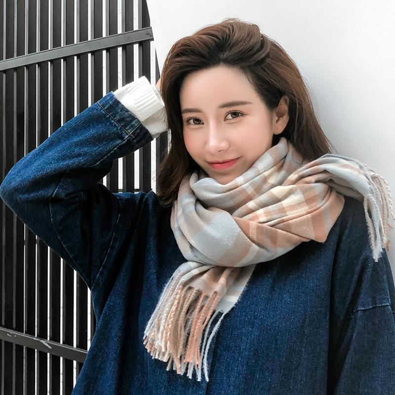 

2020 Retro Plaid Scarf for Girl and Women Cashmere Like Winter Fashion Scarves Wraps Ski Mask Big Shawls Hijabs Bandana
