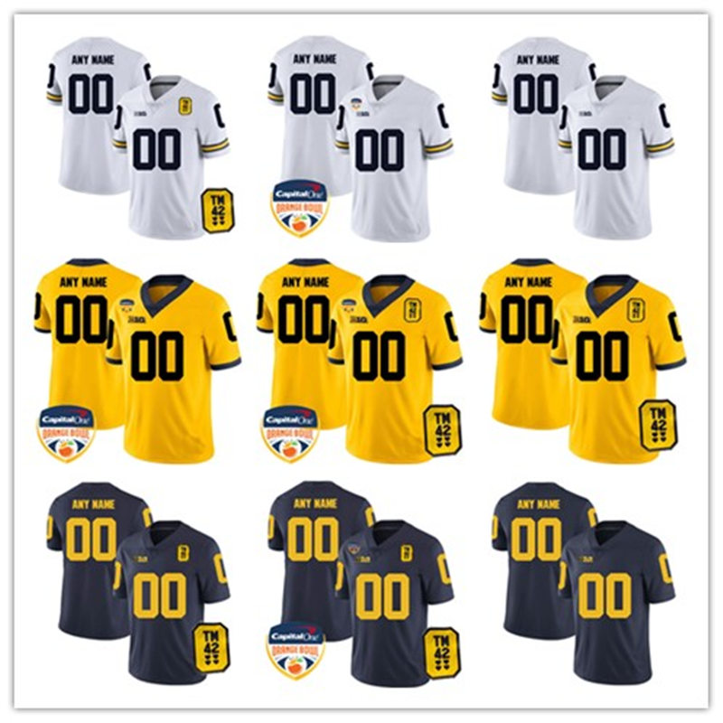 

Mens 2022 Playoff College Michigan Wolverines Football Jersey 10 Brady 2 Woodson 5 Sainristil 97 Hutchinson 12 McNamara 30 Hill 3 Rashan Gary 5 Peppers 9 J.J. Mccarthy, Navy without any patch