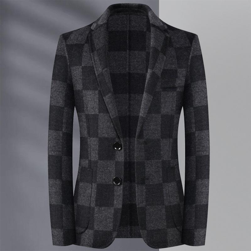 

Autumn and winter double faced handmade wool suit men's slim Plaid suit men's cashmere coat man, See chart