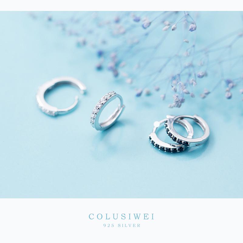 

Colusiwei 925 Solid Silver Ear Hoops for Women White Black Cubic Zirconia Tiny Circle Earrings Korean Crystal Fashion Jewelry