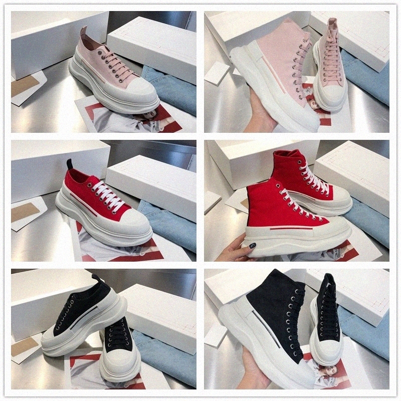 

Designer Boots Fashion mc queen Tread Slick Canvas Sneaker Arrivals Platform Shoes High Triple White Royal Pale Pink Red Women Casual Chaussures alexander mqueen