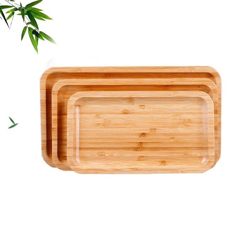 

2021 New Rectangle Shape Bamboo Pan Fruit Dishes Saucer Tea Tray Dessert Dinner Bread Plate Eztg