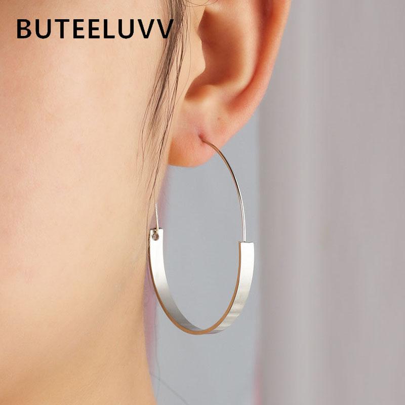 

BUTEELUVV Minimalist Geometric Hoop Earrings Fashion Jewelry Elegant Gold Silver Color Half Round Hanging Earrings for Women