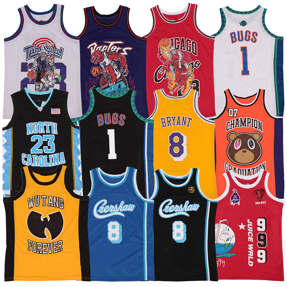

JUICE WRLD #999 LYRICAL LEMONADE Wu Tang 7 Crenshaw Bryant Kanye West Graduation Album 15 Cover Basketball Hip Hop Rap Jerseys, As photo