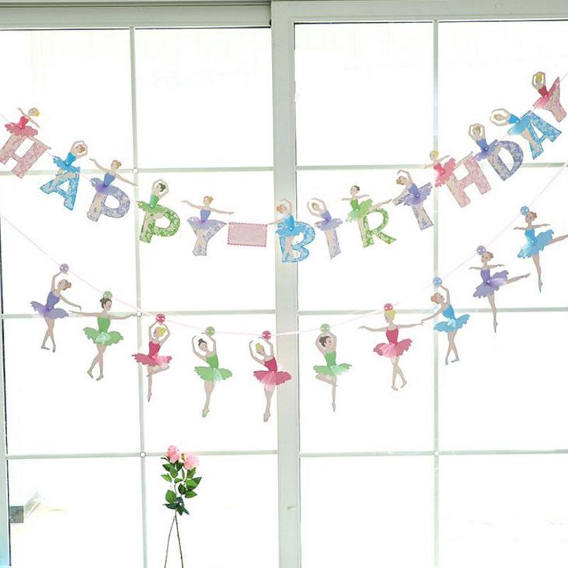 

1 Set Ballet Girl Garland Ballerina Girl Flags Bunting Paper Banner Baby Shower Decor Kids Birthday Party Decoration Supplies