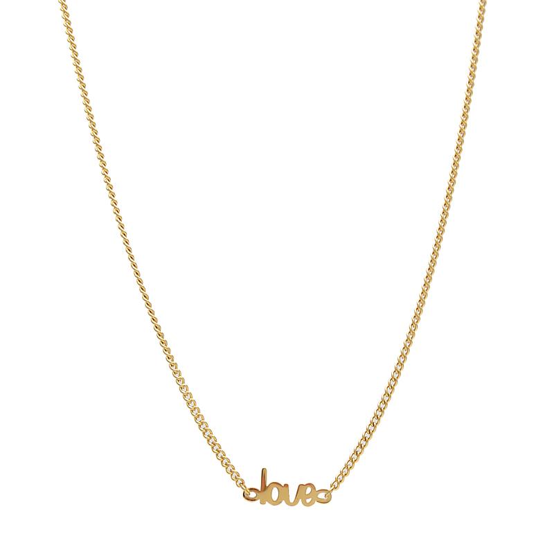 

100% 925 Sterling Silver Short Statement Women Necklace Gold Color Letter "Love" Choker Charm Necklace Women Collar Colar