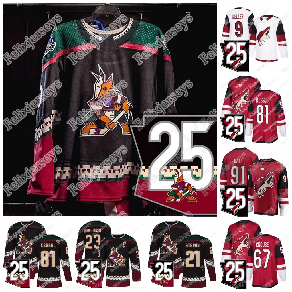 

Arizona Coyotes 25th Anniversary Jersey Oliver Ekman-Larsson Phil Kessel Lawson Crouse Taylor Hall Nick Schmaltz Clayton Richard Galchenyuk, Away jersey mens s-3xl