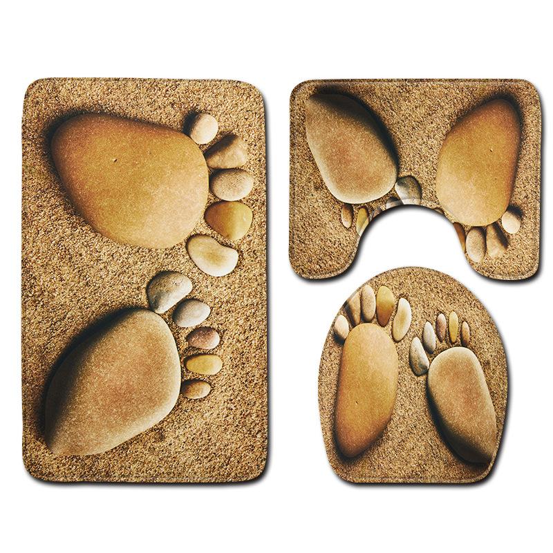 

Printing Feet Stone Bathroom Carpet Anti Slip U Bath Mat or Toilet Mat or Toillete Seat Cover 3D Doormat for Home Decor Dropship