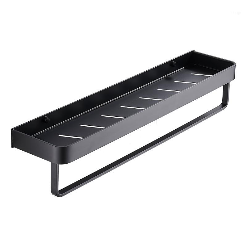 

Bathroom Black Shelf with Towel Bar Space Aluminum Corner Shelves Towel Rack with Hook Shampoo Holder Kitchen Storage Rack1