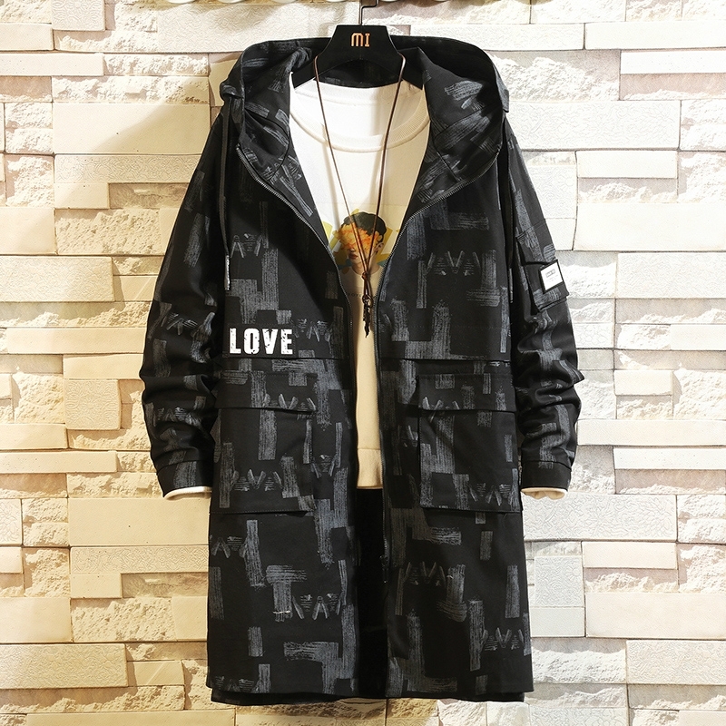 

2021 New Trench Coat Men Long Casual Hood Male Jacket Retro Autumn Harujuku Japanese Size 5xl 6xl MDJO, The pictures